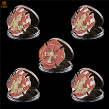 5PCS American Fire Rescue Service People USA Metal Firefighters Challenge Commemorative Coin Collection Value 2024 - buy cheap