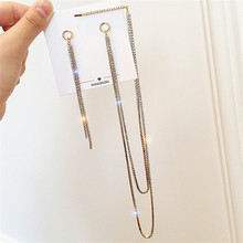 FYUAN Korean Style Rhinestone Asymmetry Earrings for Women Bijoux Gold Silver Color Long Chains Drop Earrings Jewelry Gifts 2024 - buy cheap