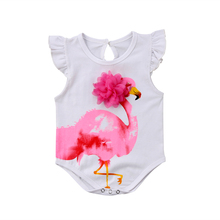 Боди для новорожденных девочек 0-18 месяцев, боди с цветочным рисунком и фламинго, летний костюм для подвижных игр 2024 - купить недорого