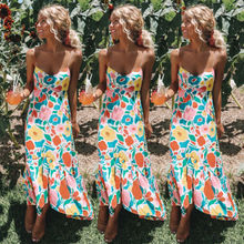 2019 Fashion New Women Summer Boho Long Printed V Neck Dress Evening Party Beach Dresses Sundress 2024 - buy cheap