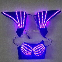 Full Color LED Light Costumes Clothes Luminous Sexy Vest And Bra For Women Ballroom Dance Cosplay Halloween Suit Free Shipping 2024 - buy cheap