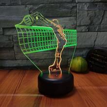 Волейбольный спорт 3d видение Ночная красочная сенсорная Зарядка светодиодная стерео 3D лампа Рождественский подарок детские игрушки Usb Светодиодная лампа 2024 - купить недорого