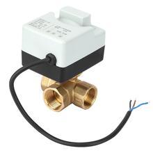 AC 220V DN20 G3/4 3-Way 3-Wire Brass Motorized Ball Valve With Manual Switch Function PN16-PN20 4N.m Valve 2024 - buy cheap