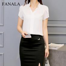 Женская шифоновая блузка с коротким рукавом, большие размеры, элегантная женская офисная блузка, шифоновая рубашка, одежда 2024 - купить недорого