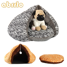 Abrrlo Pets Winter Dog House Fleece Removeable Beds Warm Mats For Small Dogs Chihuahua Cave Accessories Leopard  Free Shipping 2024 - buy cheap