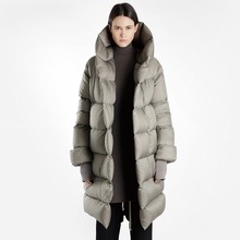 Jaqueta feminina longa com capuz, casaco feminino inverno grosso preta grande 2024 - compre barato