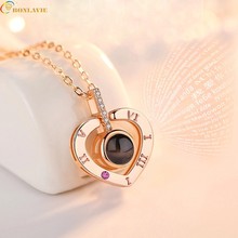 Custom Love Memory Wedding Necklace S925 Silver 100 Languages I Love You Projection Pendant Necklace For Women Female Charm Gift 2024 - buy cheap