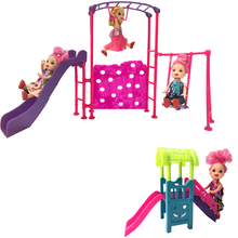 NK 2 Pcs /Set Doll Accessories Park Slide swing Amusement Devices For Barbie 1/6 Doll's Kindergarten Girl Play House Baby Toys 2024 - buy cheap