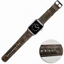 Correa de cuero auténtico para Apple Watch, banda Retro Para iWatch Series 4, 40mm, 44mm, 42mm, 38mm, 4, 3, 2, 1 2024 - compra barato