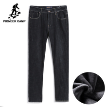 Pioneer Camp new winter warm fleece jeans men brand-clothing black thick denim pants male trousers 2024 - buy cheap