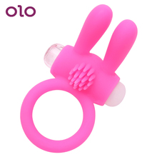 OLO Vibrating Male Cock Ring Rabbit Delay Ejaculation Penis Ring Vibrator Silicone Powerful Sex Toys for Man Adults Products 2024 - buy cheap