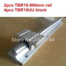 Rail guía lineal TBR16: 2 piezas TBR16-900mm carril lineal + 4 piezas TBR16UU brida bloque deslizante lineal 2024 - compra barato