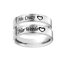 Titanium Stainless Steel His Crazy/Her Weirdo Heart Ring Engagement Wedding Band Ring For Women Men Couple Girlfriend Boyfriend 2024 - buy cheap