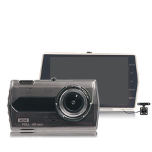 Câmera dupla do veículo do carro dvr da lente do traço câmera completa hd 1080p 4 "ips frente traseira visão noturna gravador de vídeo g-sensor monitor de estacionamento 2024 - compre barato
