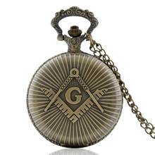 IBEINA Free Mason Bricks Mason Theme Full Hunter Quartz Engraved Fob Retro Pendant Pocket Watch Chain Gift 2024 - buy cheap