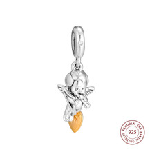 Pingente de prata esterlina 925 cupido & you, contas para fazer jóias, serve para mulheres, pulseira diy, berloque de prata 925 original 2024 - compre barato