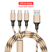 3 в 1 USB кабель для передачи данных для iPhone 7 х кабель Micro USB для быстрой зарядки для samsung S9 S8 huawei Тип C Android мобильного провод для зарядного устройства 2024 - купить недорого