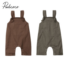 Mono informal para recién nacidos de 0 a 18M, peto sin mangas con lazo y pantalones de Babero con bolsillos, color liso, novedad de 2019 2024 - compra barato