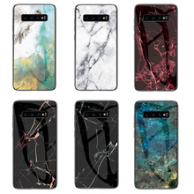 Marble Tempered Glass Case Cover on sfor Samsung S10 S10e S8 M10 S9 J4 J6 Plus 2018 Note 8 9 J3 J5 2017 A6 A8 Glass Phone Coque 2024 - buy cheap