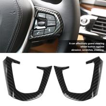 2pcs Carbon Fiber Style Car Interior Steering Wheel Button Frame Trim for BMW 5 Series G30 2017 2018 Car Styling 2024 - buy cheap