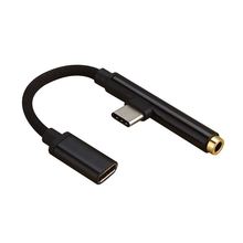 2in1 Type-C To USB-C 3.5mm Jack Aux Earphone Cable Adapter for Huawei P20 Xiaomi(Black) 2024 - buy cheap
