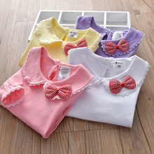 2019 Spring Girls Cotton T-shirt Blouse Children's Doll Collar Pure White T-shirts Tops Tee 0-6 Years 2024 - buy cheap