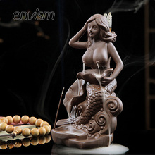 ENVISM Backflow Incense Burner Mermaid Burners  Incense Holder Aromatherapy Ceramic Buddhist Zen Censer incenso Cones 2024 - buy cheap