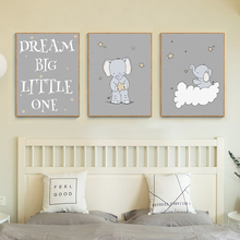 Animal Elephant Nursery Print Dream Big Little One Wall Art Canvas Painting Nordic Poster Wall Pictures Baby Girl Boy Room Decor 2024 - buy cheap