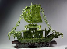 Chinese 100% Natural Jade Hand Carved Dragon Incense statue Dragon Ship 2024 - buy cheap