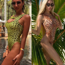 BINAND High Cut Leopard Swimsuit Ladies Backless Bodysuit Jumpsuit Sexy Push Up Bathing Beach Bikini Female One Piece Monokini 2024 - buy cheap