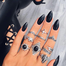 Bague Femme Vintage Rings for Women Boho Geometric Flower Crystal Knuckle Ring Set Bohemian Midi Finger Jewelry Silver Color 2024 - buy cheap