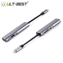 Ульт-Лучший USB Тип C многопортовый адаптер концентратор USB-C к HDMI USB 3,0 устройство для чтения карт SD TF и PC зарядный порт Type-C 5 в 1 конвертер 2024 - купить недорого