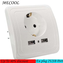 New 2 Port USB AC power Socket EU plug safety Wall Sockets Home Charger Station Outlet Adapter 2024 - buy cheap