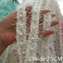 2.5CM Wide Delicate White Beaded Lace Fabric Trim Ribbon Wedding Dress Collar Neckline Applique decorated DIY Sewing Supplies 2024 - buy cheap