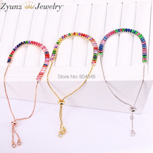 10PCS Fashion shiny cz bracelet rainbow colorful cz tennis chain gorgeous trendy bracelet for women adjustable jewelry 2024 - buy cheap
