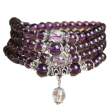 6mm 108 Beads Purple Natural Crystal Bracelet Brazil Prayer Beads Multi-layer Rosary Mala Bracelets 2024 - buy cheap