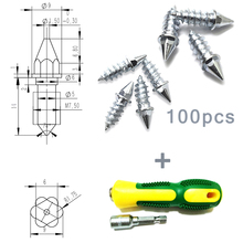 100 шт., зимние противоскользящие винты для автомобиля, шпильки, колеса, шины для снега, гвозди, шпильки, винты для автомобиля, Стайлинг с подарочными установочными инструментами 2024 - купить недорого