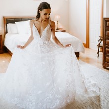 Vestidos de novia sencillos con espalda descubierta y cuello en V, 2019 2024 - compra barato