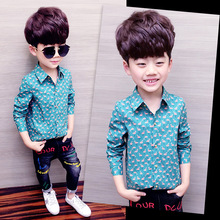 Boys shirt children's clothing long-sleeved cotton spring and autumn 2020 new cartoon 2-10 baby clothes 2024 - buy cheap