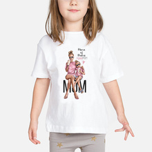 Футболка для маленьких девочек «супер мама» Футболки с принтом «Любовь и жизнь» для мамы и ребенка «Vogue Kawaii» белая одежда с надписью «Mommy's Love» топы для детей 2024 - купить недорого