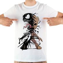 JOLLYPEACH brand Groot Venom Symbiote funny t shirt men summer new white short sleeve casual homme cool cartoon tshirt 2024 - buy cheap