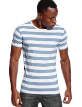 Мужская хлопковая футболка в полоску, с круглым вырезом и коротким рукавом 2024 - купить недорого