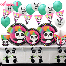 Amawill Aniversário Dos Desenhos Animados Talheres Descartáveis Conjunto Panda Decoração Festa de Aniversário Crianças Set Guardanapo Fontes Do Partido Do Chuveiro Do Bebê 7D 2024 - compre barato