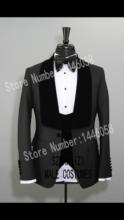 3 Piece Black Men Suits for Wedding Party 2019 Groomsmen Suit Slim Fit Velvet Shawl Lapel Tailored Made Groom Tuxedos For Men 2024 - buy cheap