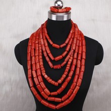 4ujewelry Statement 100% Nature Coral Beads Jewelry Set For Women 7 Layers Luxury African Bridal Jewelry Set Free Shipping 2019 2024 - buy cheap