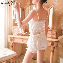 Summer Shorts Women Sexy Lace Lingerie Cami And Shorts Pajama Set For Women 2019 Summer White Nightie Sleepwear Female Pajamas 2024 - buy cheap
