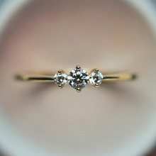 Anel feminino de zircônia, anel super macio branco, para moças, fino, ouro rosa, cor romântico, aliança de casamento para mulheres 2024 - compre barato