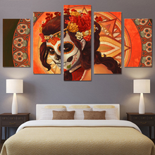 Framed Abstract Modern Home Decor 5 Panel Day Of The Dead Canvas Print Painting Wall Art For Living Room Modular Picture 2024 - buy cheap