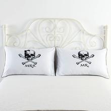 Funda de almohada con diseño de calavera blanca para parejas, 1 pieza de almohada antideslizante, textil decorativo para el hogar, regalo para parejas 2024 - compra barato