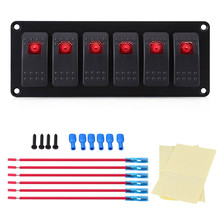 Panel de interruptor basculante LED rojo para coche, RV, barco, yate, Marina, interruptores de estilo, 12-24V, 6 bandas, 1 Juego 2024 - compra barato